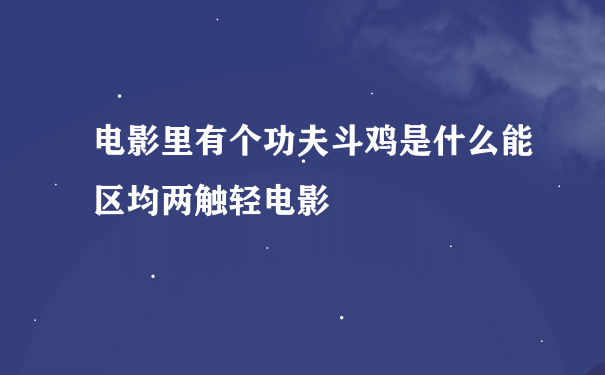 电影里有个功夫斗鸡是什么能区均两触轻电影