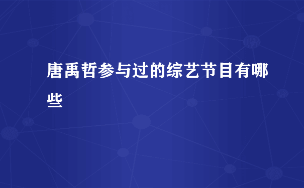 唐禹哲参与过的综艺节目有哪些