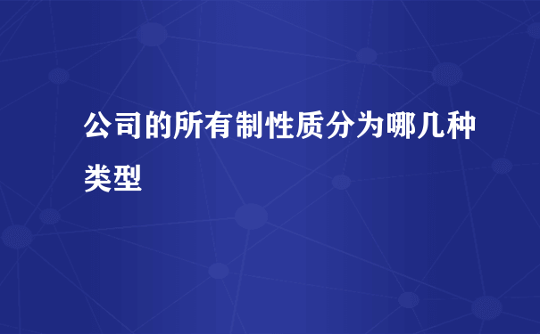 公司的所有制性质分为哪几种类型