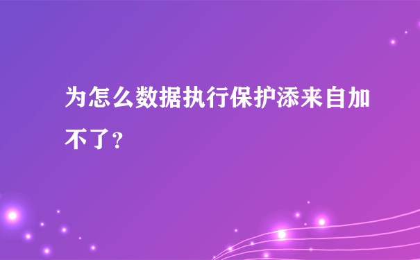 为怎么数据执行保护添来自加不了？