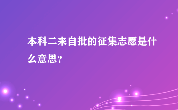 本科二来自批的征集志愿是什么意思？