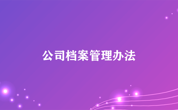 公司档案管理办法