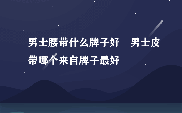 男士腰带什么牌子好 男士皮带哪个来自牌子最好