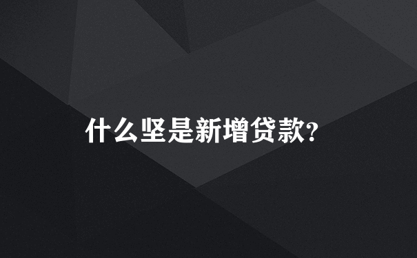 什么坚是新增贷款？