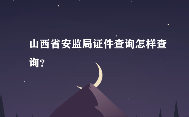 山西省安监局证件查询怎样查询？