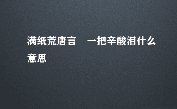 满纸荒唐言 一把辛酸泪什么意思