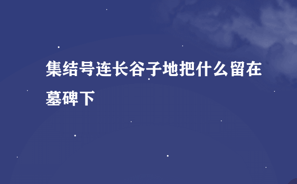 集结号连长谷子地把什么留在墓碑下