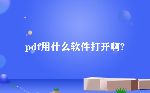 pdf用什么软件打开啊?