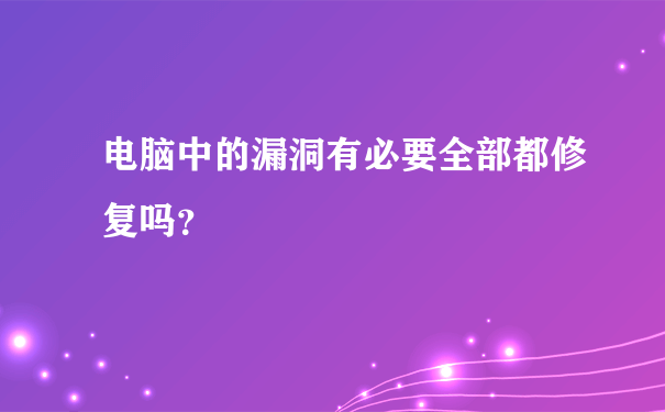 电脑中的漏洞有必要全部都修复吗？