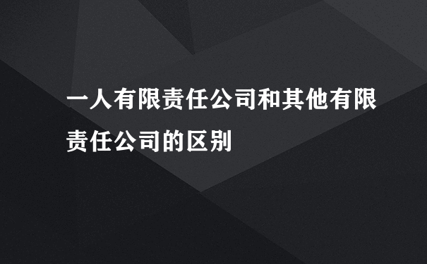 一人有限责任公司和其他有限责任公司的区别