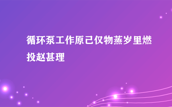 循环泵工作原己仅物蒸岁里燃投赵甚理