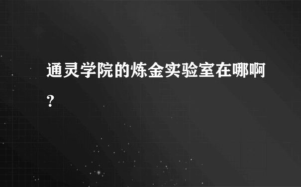 通灵学院的炼金实验室在哪啊？