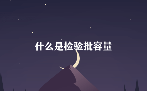 什么是检验批容量