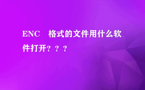 ENC 格式的文件用什么软件打开？？？