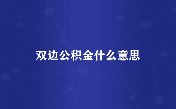 双边公积金什么意思