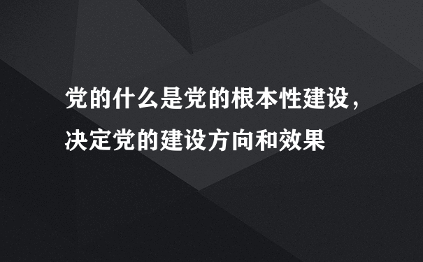 党的什么是党的根本性建设，决定党的建设方向和效果