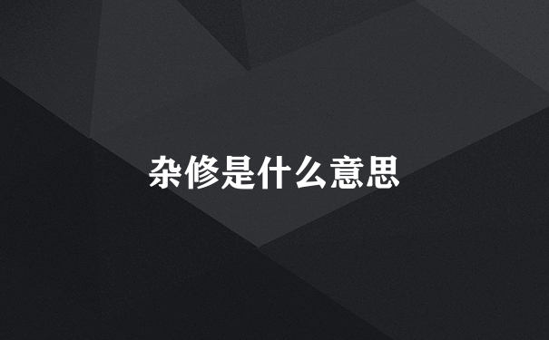 杂修是什么意思