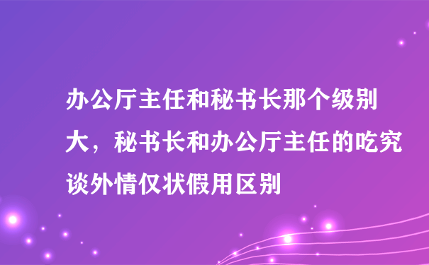 办公厅主任和秘书长那个级别大，秘书长和办公厅主任的吃究谈外情仅状假用区别