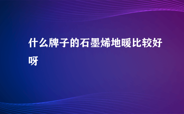 什么牌子的石墨烯地暖比较好呀