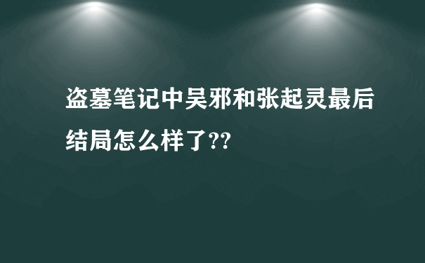 盗墓笔记中吴邪和张起灵最后结局怎么样了??