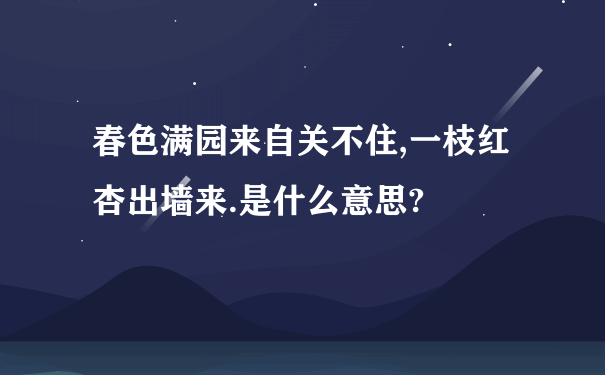 春色满园来自关不住,一枝红杏出墙来.是什么意思?