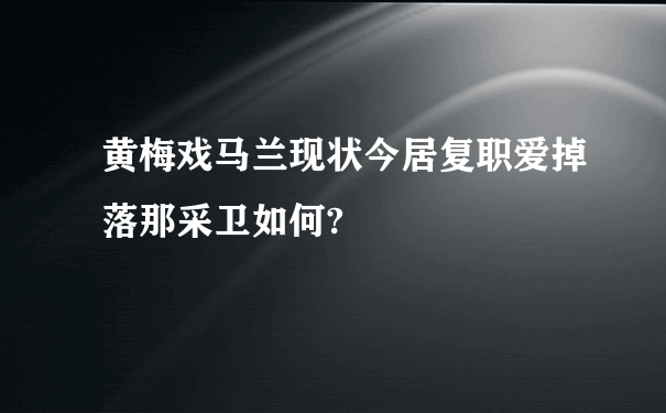 黄梅戏马兰现状今居复职爱掉落那采卫如何?