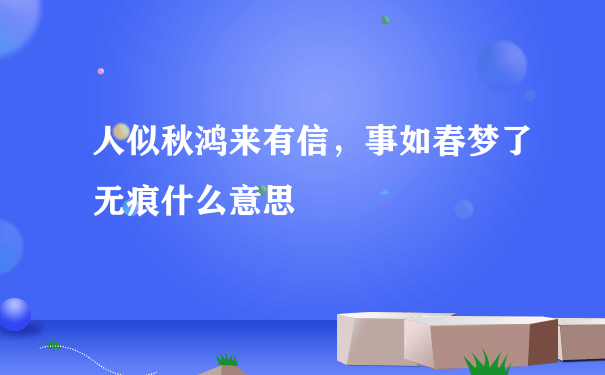 人似秋鸿来有信，事如春梦了无痕什么意思