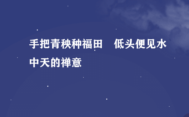 手把青秧种福田 低头便见水中天的禅意