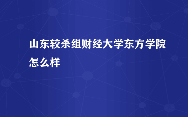 山东较杀组财经大学东方学院怎么样