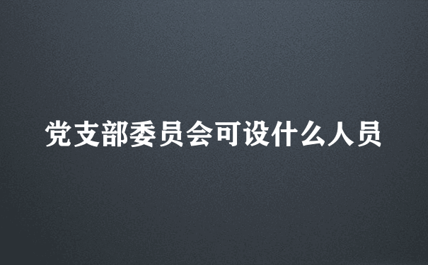 党支部委员会可设什么人员