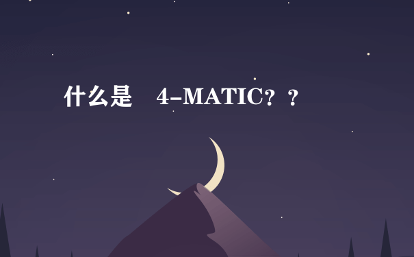 什么是 4-MATIC？？