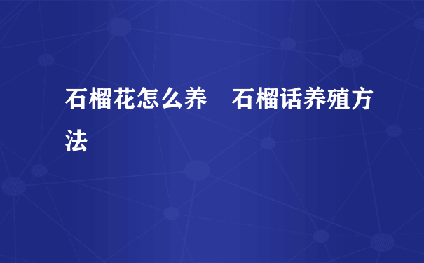 石榴花怎么养 石榴话养殖方法