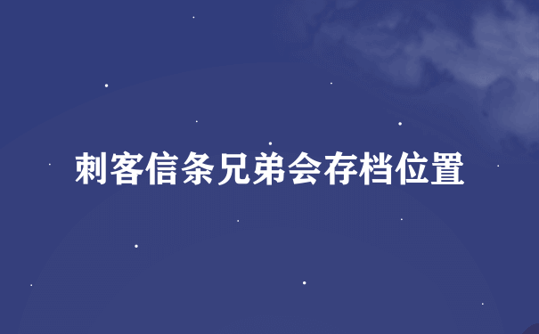 刺客信条兄弟会存档位置