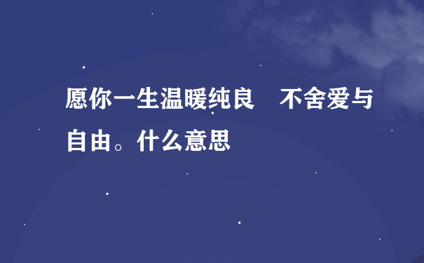 愿你一生温暖纯良 不舍爱与自由。什么意思