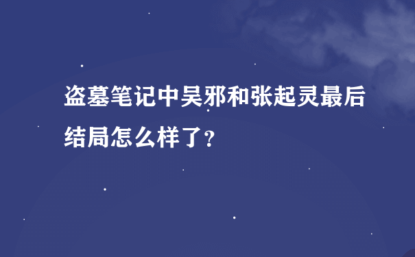 盗墓笔记中吴邪和张起灵最后结局怎么样了？