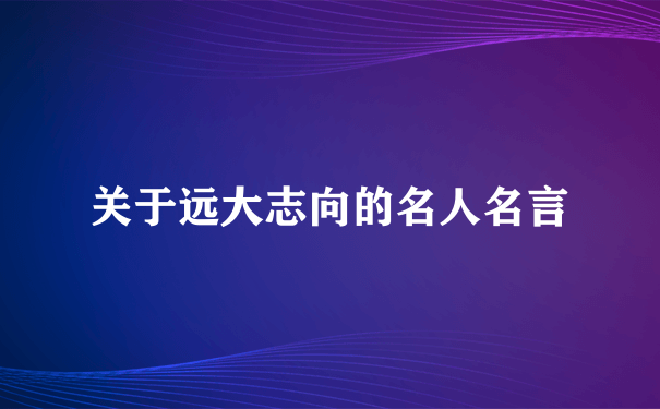 关于远大志向的名人名言