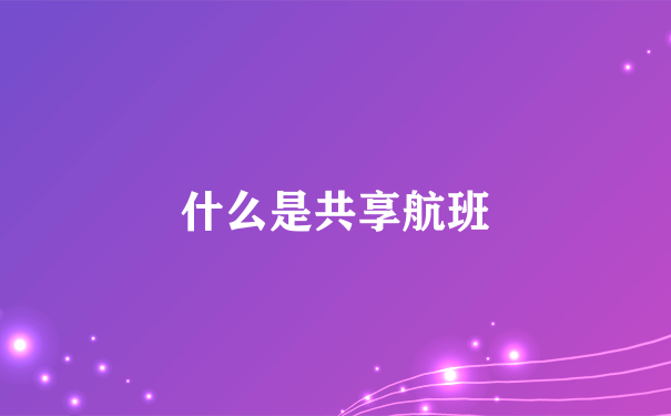 什么是共享航班