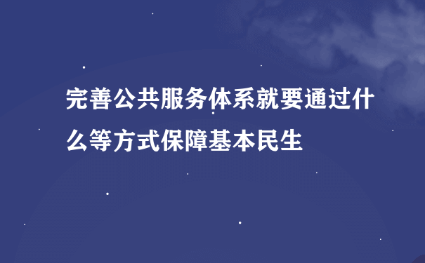 完善公共服务体系就要通过什么等方式保障基本民生