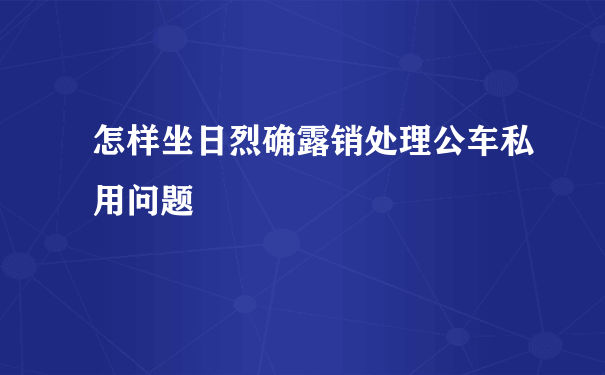 怎样坐日烈确露销处理公车私用问题