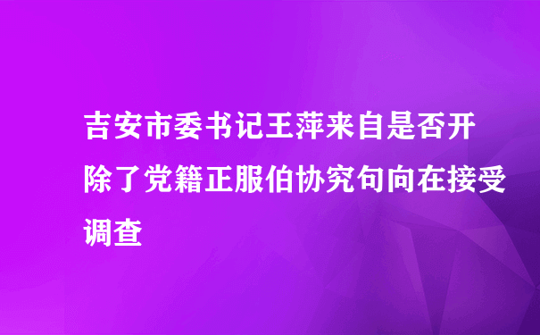 吉安市委书记王萍来自是否开除了党籍正服伯协究句向在接受调查