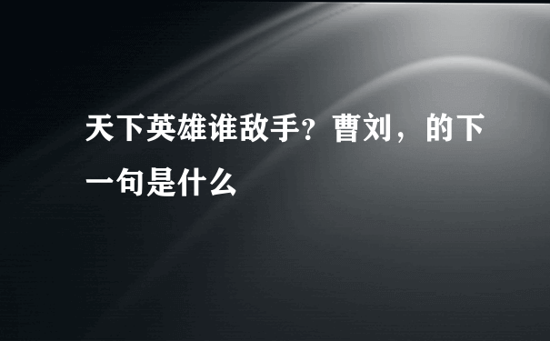 天下英雄谁敌手？曹刘，的下一句是什么