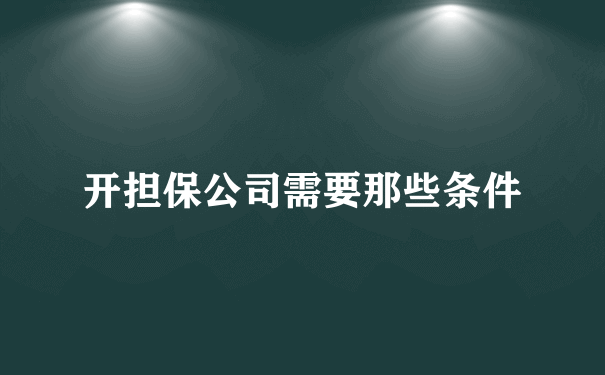 开担保公司需要那些条件