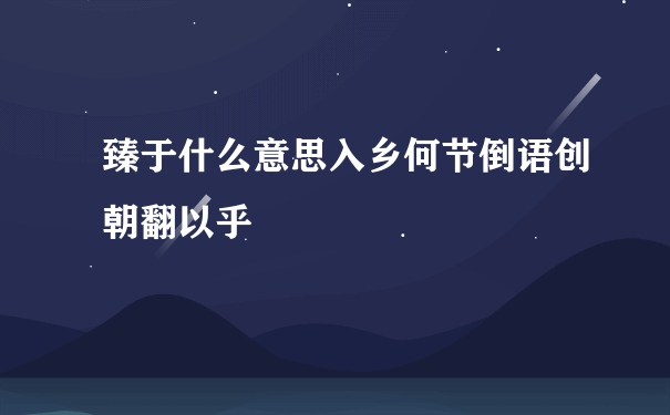 臻于什么意思入乡何节倒语创朝翻以乎