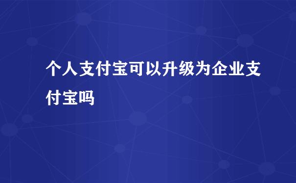 个人支付宝可以升级为企业支付宝吗