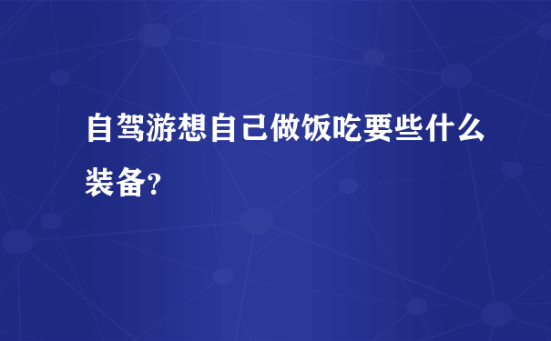 自驾游想自己做饭吃要些什么装备？