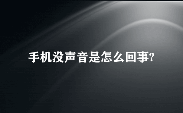 手机没声音是怎么回事?