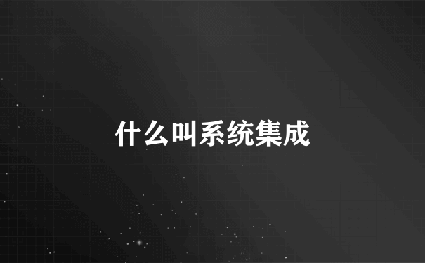 什么叫系统集成