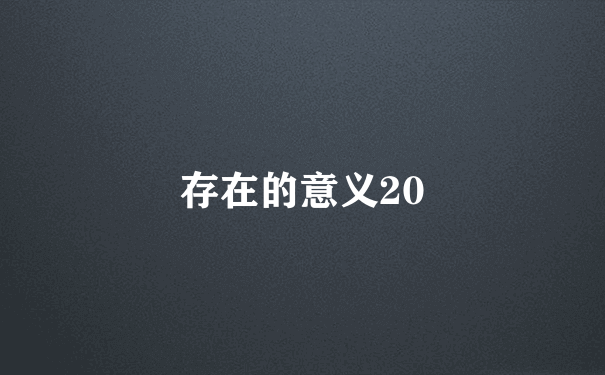 存在的意义20