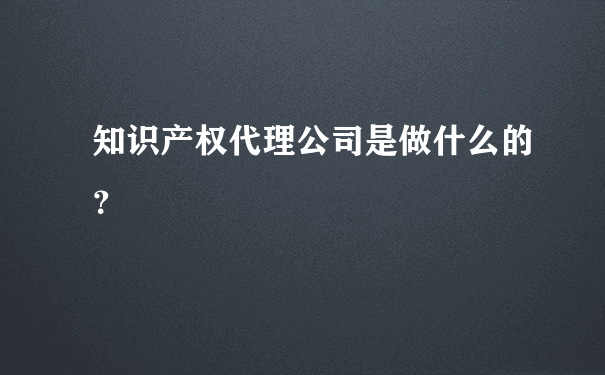 知识产权代理公司是做什么的？