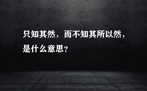 只知其然，而不知其所以然，是什么意思？